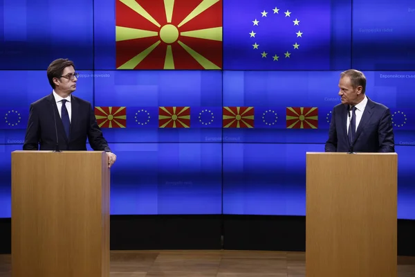 Nord Makedoniens president Pendarovski besöker EU-rådet i BRU — Stockfoto