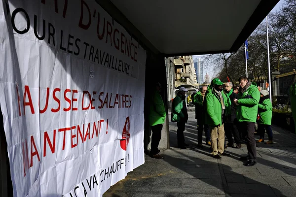 Huelga general de los sindicatos en Bruselas, Bélgica . — Foto de Stock