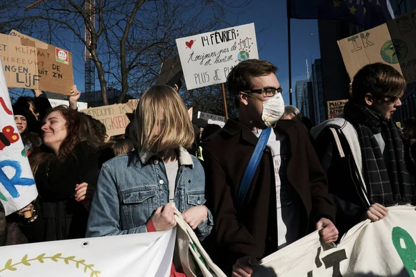 Brüssel Belgien Februar 2019 Schüler Und Universitäten Protestieren Gegen Die — Stockfoto