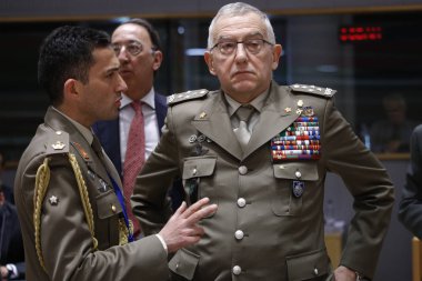 Brüksel, Belçika. 14 Mayıs 2019. Avrupa Birliği Askeri Komitesi (Eumc) Başkanı General Claudio Graziano, Avrupa Birliği savunma bakanları toplantısına katıldı.. 