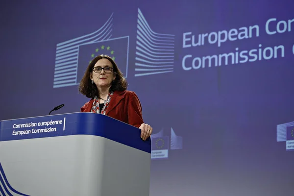 Tisková výpověď evropské komisařky Cecilia Malmstr M na t — Stock fotografie