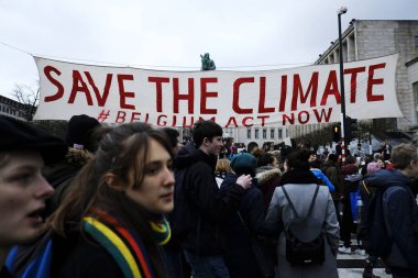 Göstericiler B iklim değişikliğine karşı bir protesto katılmak