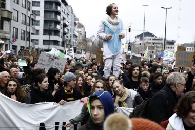 Göstericiler B iklim değişikliğine karşı bir protesto katılmak