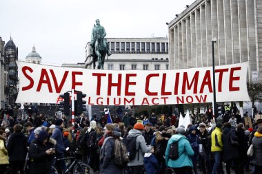 Göstericiler B iklim değişikliğine karşı bir protesto katılmak