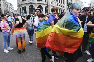 Brüksel, Belçika. 18 Mayıs 2019. İnsanlar yıllık Belçika Lgbt Pride Parade katılmak. 