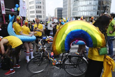 Brüksel, Belçika. 18 Mayıs 2019. İnsanlar yıllık Belçika Lgbt Pride Parade katılmak. 