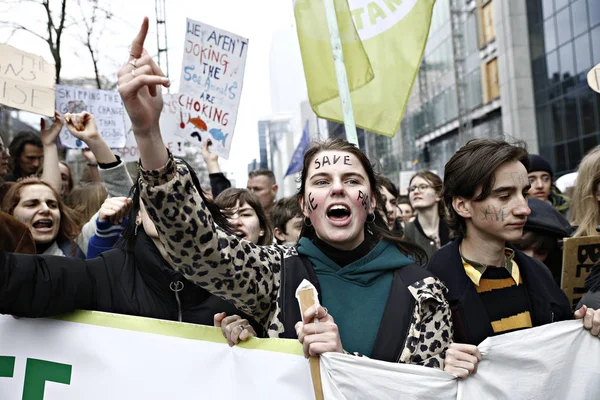 Demonstranci biorą udział w protestach przeciwko zmianom klimatycznym w B — Zdjęcie stockowe