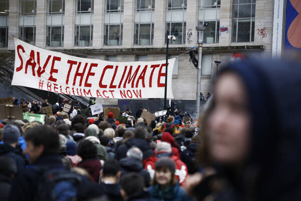 Demonstrators take part in a protest against climate change in B