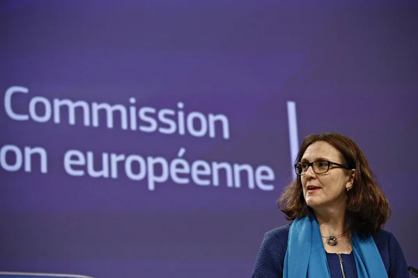 Bruselas Bélgica Abril 2019 Comisaria Europea Comercio Cecilia Malmstrom Una — Foto de Stock