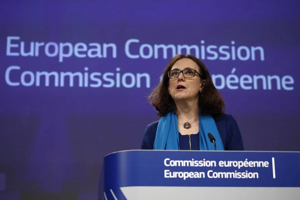 Bruselas Bélgica Abril 2019 Comisaria Europea Comercio Cecilia Malmstrom Una — Foto de Stock