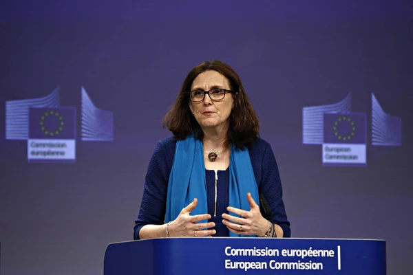 Brusel Belgie Dubna 2019 Evropský Komisař Pro Obchod Cecilia Malmstrom — Stock fotografie