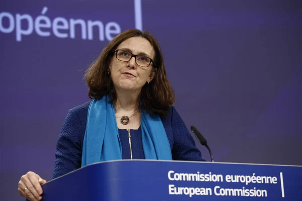 Bruselas Bélgica Abril 2019 Comisaria Europea Comercio Cecilia Malmstrom Una — Foto de Stock