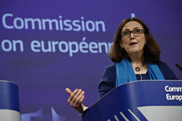 Bruselas Bélgica Abril 2019 Comisaria Europea Comercio Cecilia Malmstrom Una — Foto de Stock