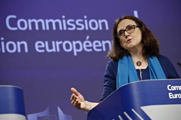 Bruselas Bélgica Abril 2019 Comisaria Europea Comercio Cecilia Malmstrom Una — Foto de Stock