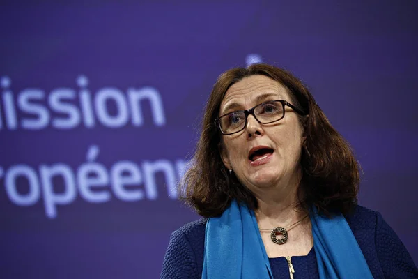 Bruselas Bélgica Abril 2019 Comisaria Europea Comercio Cecilia Malmstrom Una —  Fotos de Stock