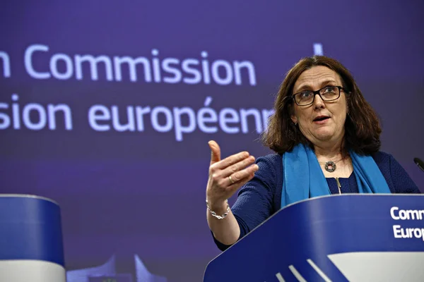 Bruselas Bélgica Abril 2019 Comisaria Europea Comercio Cecilia Malmstrom Una —  Fotos de Stock