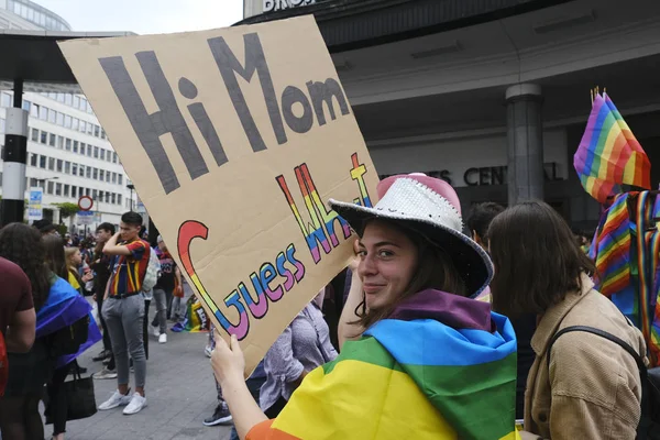 Bruselas Bélgica Mayo 2019 Gente Participa Desfile Anual Del Orgullo — Foto de Stock