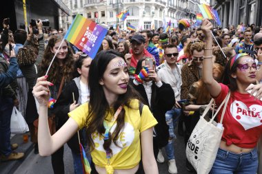 Brüksel, Belçika. 18 Mayıs 2019. İnsanlar yıllık Belçika Lgbt Pride Parade katılmak. 