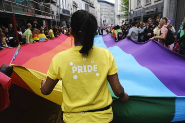 Brüksel, Belçika. 18 Mayıs 2019. İnsanlar yıllık Belçika Lgbt Pride Parade katılmak. 