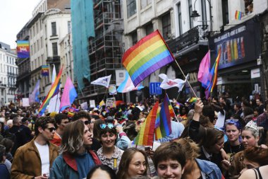 Brüksel, Belçika. 18 Mayıs 2019. İnsanlar yıllık Belçika Lgbt Pride Parade katılmak. 