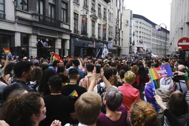 Brüksel, Belçika. 18 Mayıs 2019. İnsanlar yıllık Belçika Lgbt Pride Parade katılmak. 