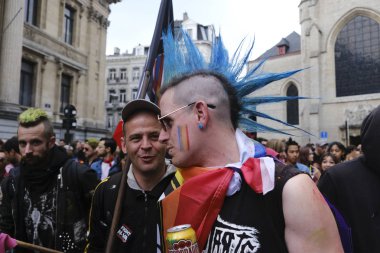 Brüksel, Belçika. 18 Mayıs 2019. İnsanlar yıllık Belçika Lgbt Pride Parade katılmak. 