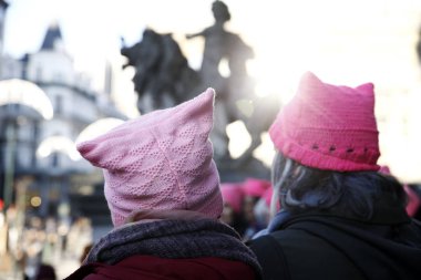 Women's anti-Trump protest. Brussels, Belgium clipart