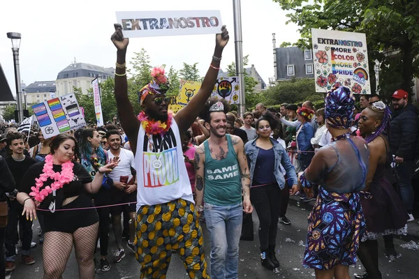 Bruselas Bélgica Mayo 2019 Gente Participa Desfile Anual Del Orgullo — Foto de Stock