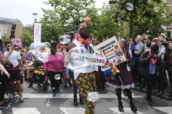 Bruksela Belgia Maja 2019 Ludzie Biorą Udział Corocznym Belgijskim Parada — Zdjęcie stockowe
