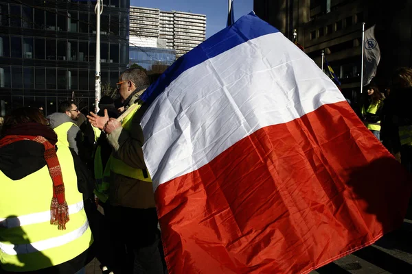 Gilet gialli Protesta a Bruxelles, Belgio — Foto Stock