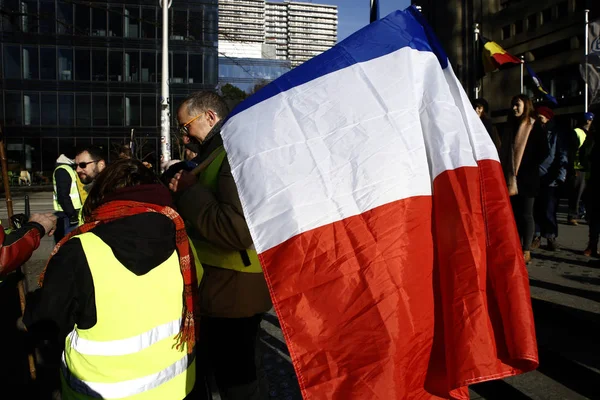 Gilet gialli Protesta a Bruxelles, Belgio — Foto Stock