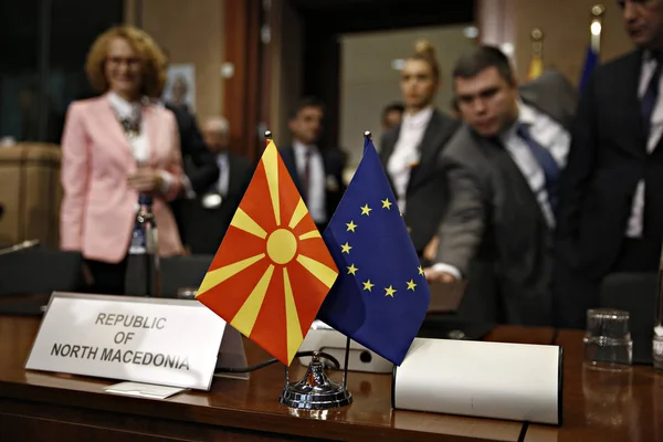 Associeringsrådet EU-Nordmakedonien i Bryssel, Belgien — Stockfoto