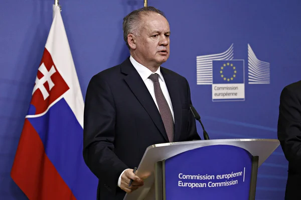 Slovakiens president Andrej kiska och ordförande för Europeiska — Stockfoto