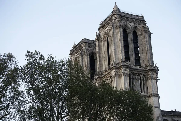 Külső Kilátás Notre Dame Paris Katedrális Párizsban Franciaországban Április 2019 — Stock Fotó