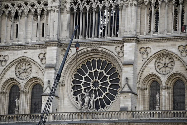 Külső Kilátás Notre Dame Paris Katedrális Párizsban Franciaországban Április 2019 — Stock Fotó