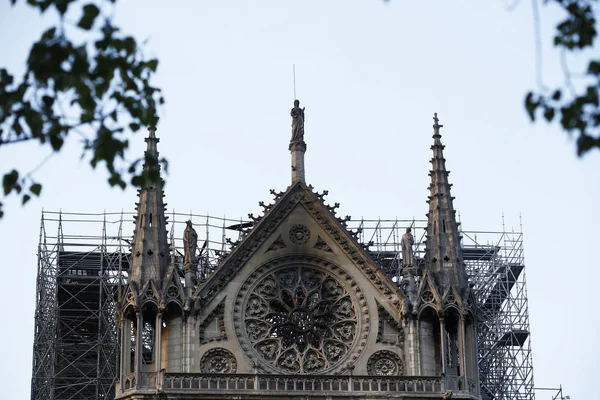 Külső Kilátás Notre Dame Paris Katedrális Párizsban Franciaországban Április 2019 — Stock Fotó