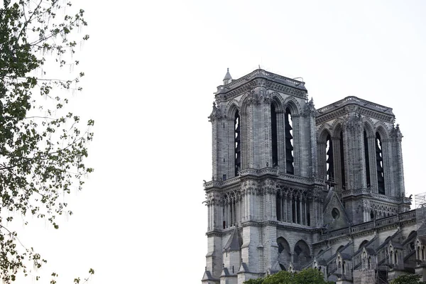 Külső Kilátás Notre Dame Paris Katedrális Párizsban Franciaországban Április 2019 — Stock Fotó