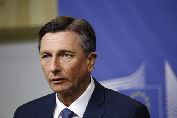 El presidente de Eslovenia, Borut Pahor, visita las instituciones de la UE en Brus — Foto de Stock