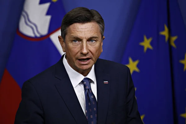 El presidente de Eslovenia, Borut Pahor, visita las instituciones de la UE en Brus — Foto de Stock