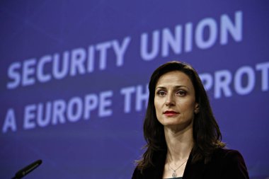 Brüksel, Belçika'da Güvenlik Birliği ile ilgili basın toplantısı