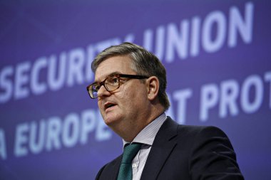 Brüksel, Belçika'da Güvenlik Birliği ile ilgili basın toplantısı