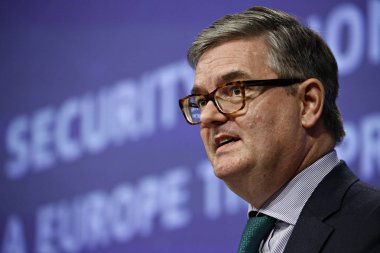 Brüksel, Belçika'da Güvenlik Birliği ile ilgili basın toplantısı