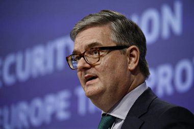 Brüksel, Belçika'da Güvenlik Birliği ile ilgili basın toplantısı