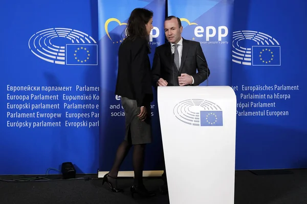 Manfred Weber, lider European People's Party's daje p — Zdjęcie stockowe