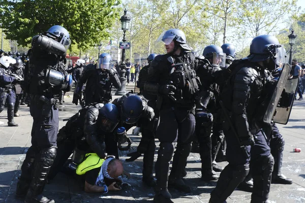 French Riot Police Clash French Yellow Vests Protesters Demonstration Called — Stock Photo, Image