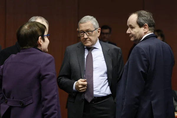 Eurogoup finansministrarnas möte i Bryssel, Belgien — Stockfoto