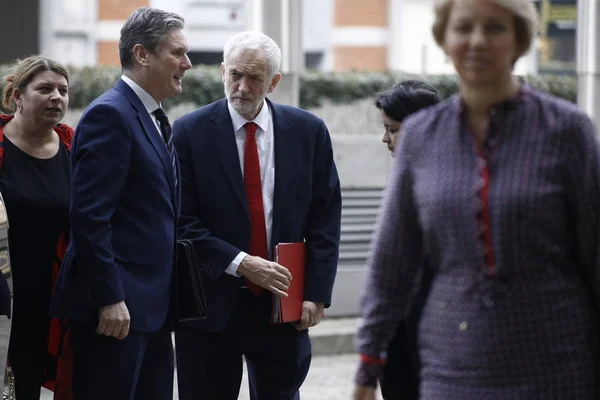 UE Brexit habla con el líder del Partido Laborista Británico Jeremy Corbyn i — Foto de Stock