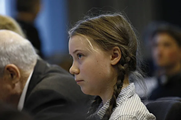 Schwedische Umweltaktivistin greta thunberg besucht ein Conferen — Stockfoto