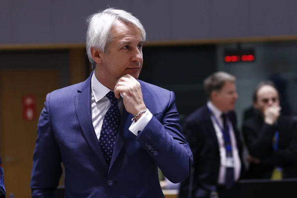 European Finance Ministers' meeting in Brussels, Belgium — Stock Photo, Image