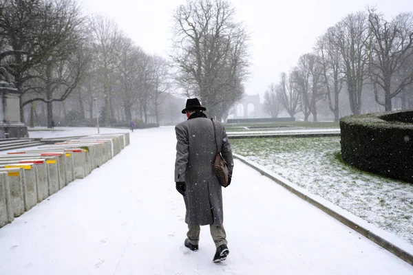 Fuertes nevadas en Bruselas, Bélgica — Foto de Stock